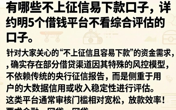 有哪些不上征信易下款的口子，详尽说明5个借钱平台不看综合评估的口子