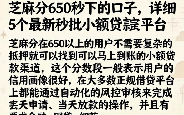 芝麻分650秒下的口子，详细阐述5个最新秒批小额贷款平台