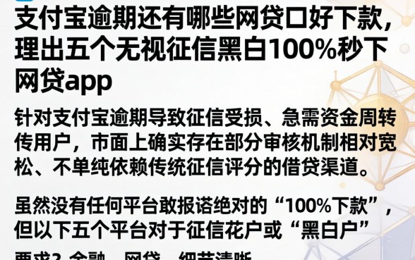 支付宝逾期还有哪些网贷口好下款，理出五个无视征信黑白100%秒下网贷app
