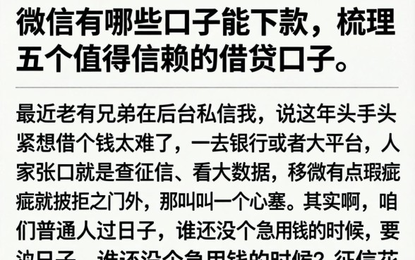 微信有哪些口子能下款，梳理五个值得信赖的借贷口子