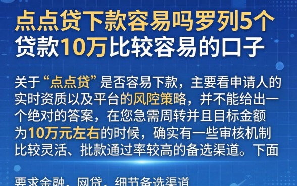 点点贷下款容易吗，罗列5个贷款10万比较容易的口子
