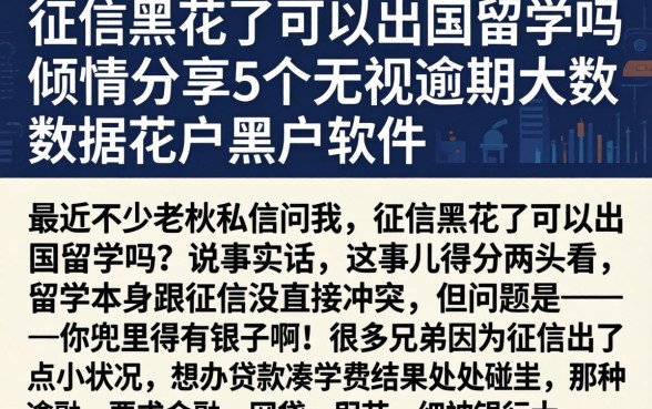 征信黑花了可以出国留学吗，倾情分享5个无视逾期大数据花户黑户软件
