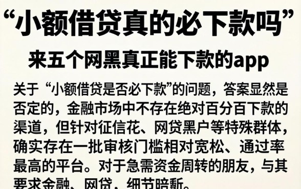 小额借贷真的必下款吗，条列五个网黑真正能下款的app