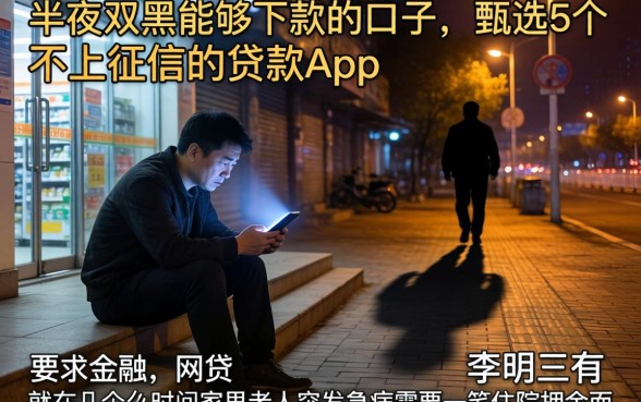 半夜双黑能够下款的口子,甄选5个不上征信的贷款app