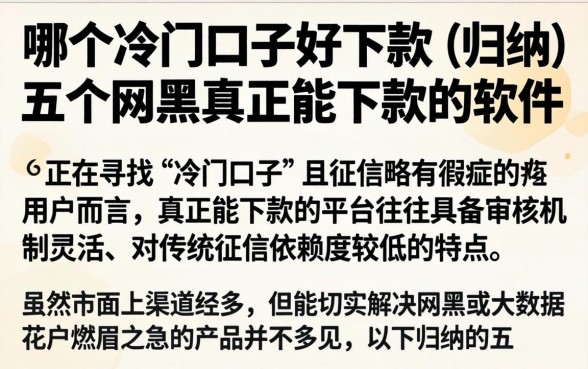 哪个冷门口子好下款，归纳五个网黑真正能下款的软件