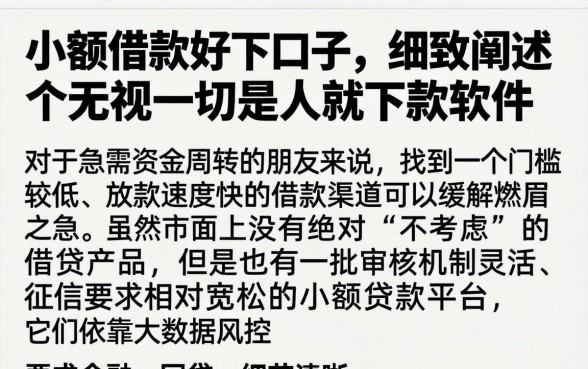 小额借款好下口子，细致阐述五个无视一切是人就下款软件