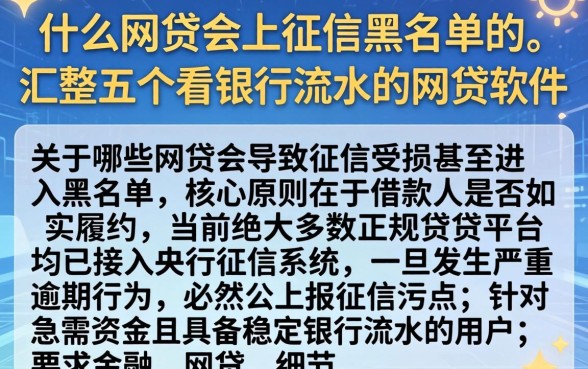 什么网贷会上征信黑名单的，汇整五个看银行流水的网贷软件