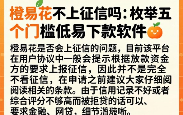 橙易花不上征信吗，枚举五个门槛低易下款软件