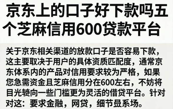 京东上的口子好下款吗，概括五个芝麻信用600贷款平台