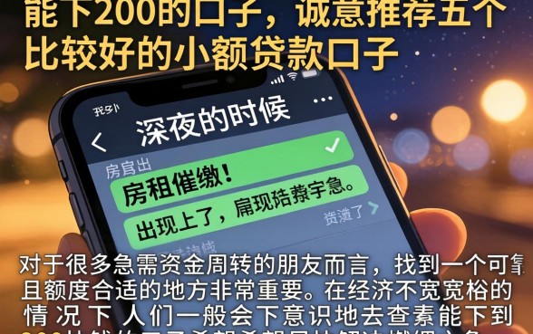 能下200的口子，诚意推荐五个比较好的小额贷款口子