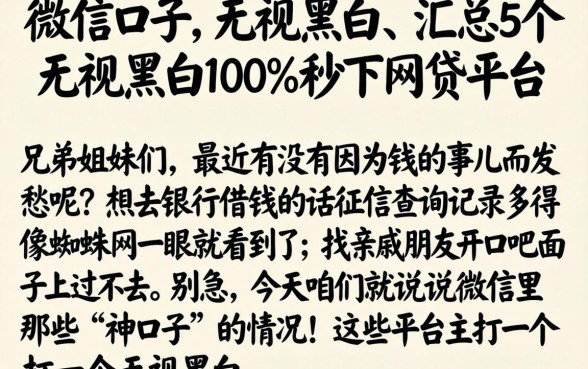 微信口子 无视黑白,汇总5个无视黑白100%秒下网贷平台