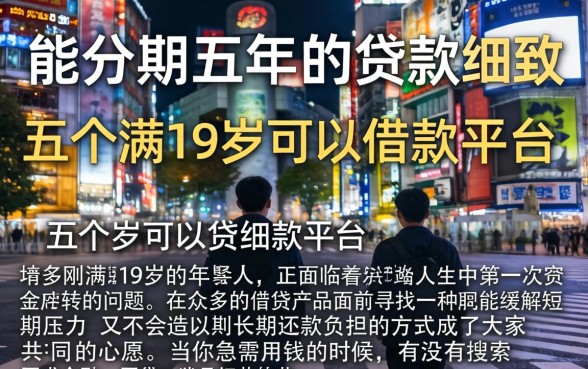 能分期五年的贷款，细致阐述五个满19岁可以借款的平台
