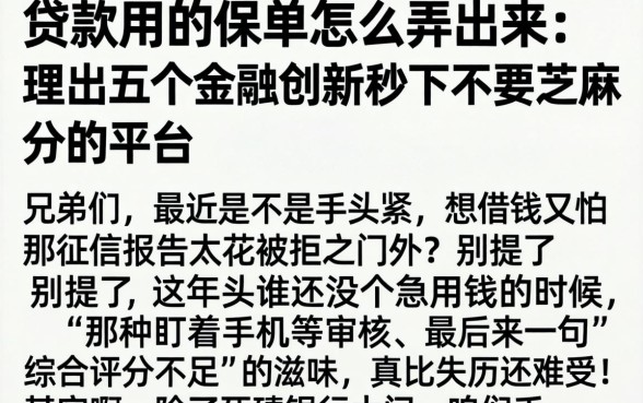 贷款用的保单怎么弄出来，理出五个金融创新秒下不要芝麻分的平台