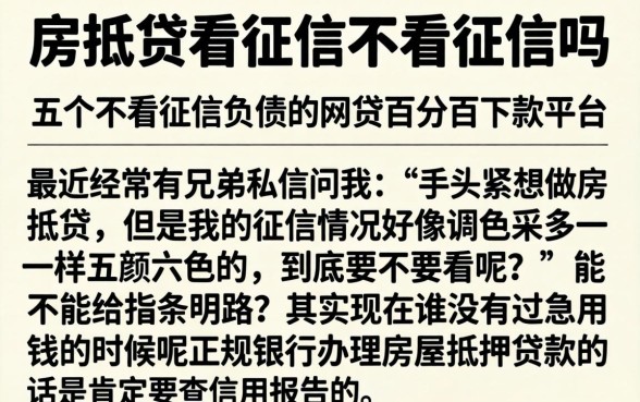 房抵贷看征信不看征信吗，概括五个不看征信负债的网贷百分百下款平台