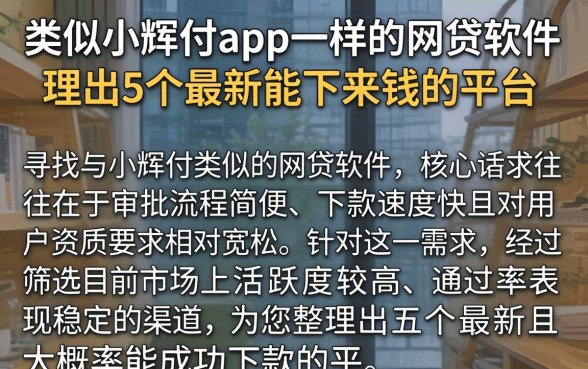 类似小辉付app一样的网贷软件，理出5个最新能下来钱的平台