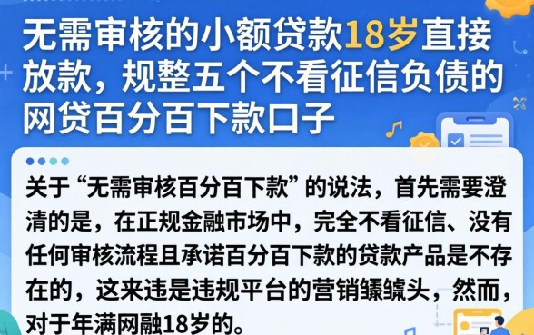 无需审核的小额贷款18岁直接放款，规整五个不看征信负债的网贷百分百下款口子