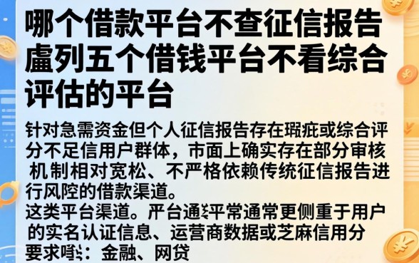 哪个借款平台不查征信报告,胪列五个借钱平台不看综合评估的平台