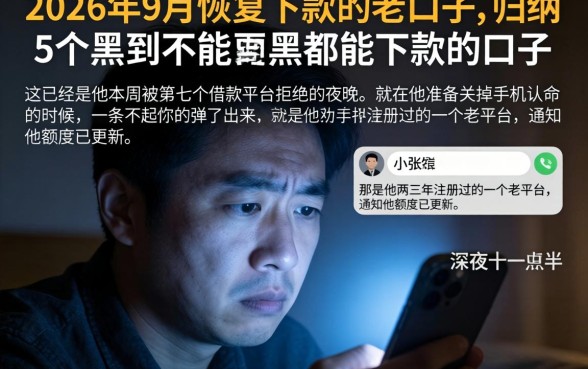 2026年9月恢复下款的老口子，归纳5个黑到不能再黑都能下款的口子