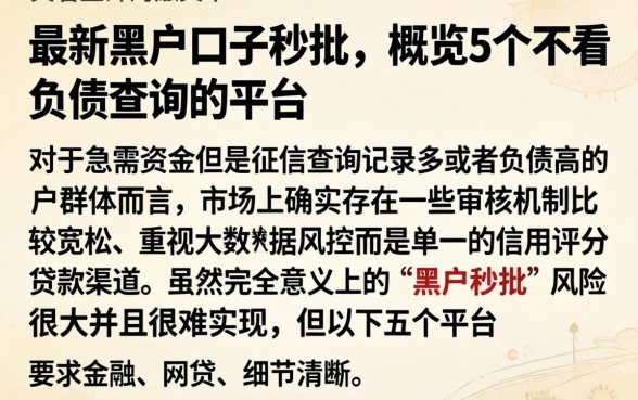最新黑户口子秒批，概览5个不看负债查询的平台