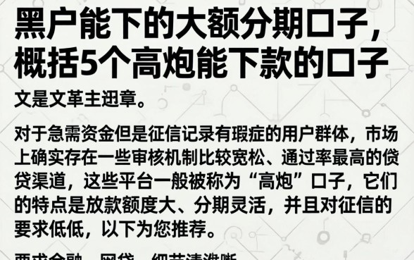 黑户能下的大额分期口子，概括5个高炮能下款的口子