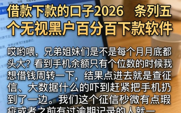 借款下款的口子2026，条列五个无视黑户百分百下款软件