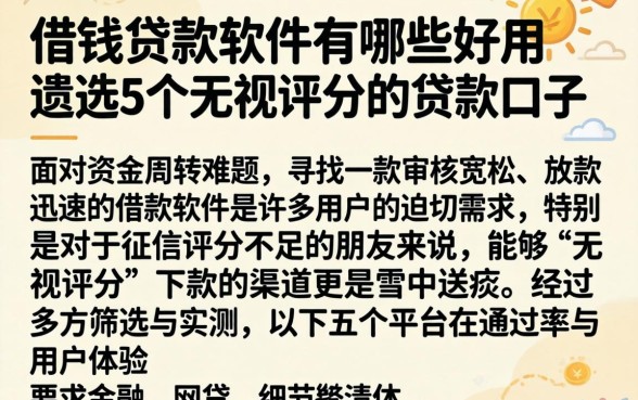 借钱贷款软件有哪些好用，遴选5个无视评分的贷款口子