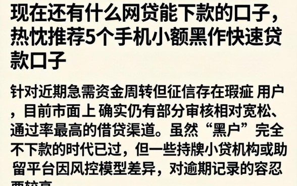 现在还有什么网贷能下款的口子，热忱推荐5个手机小额黑户快速贷款口子