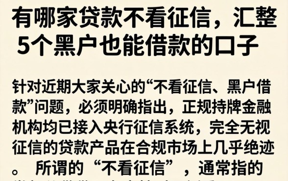 有哪家贷款不看征信，汇整5个黑户也能借款的口子