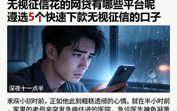无视征信花的网贷有哪些平台呢，遴选5个快速下款无视征信的口子