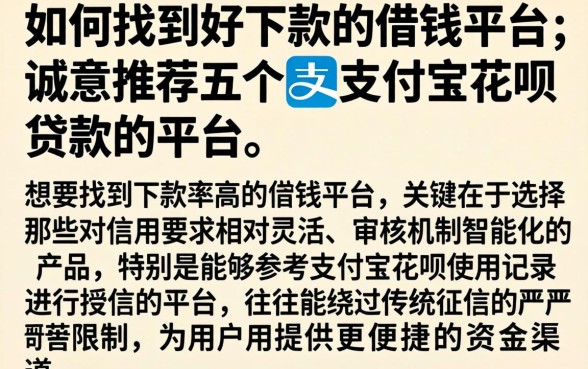 如何找到好下款的借钱平台，诚意推荐五个凭支付宝花呗贷款的平台
