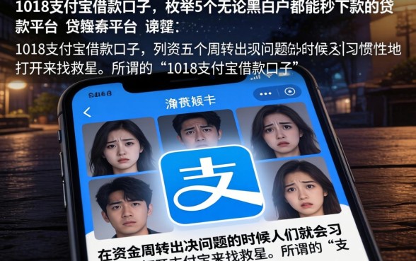 1018支付宝借款口子，枚举5个无论黑白户秒下款的贷款平台