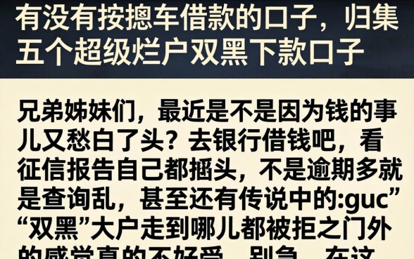 有没有按揭车借款的口子，归集五个超级烂户双黑下款口子