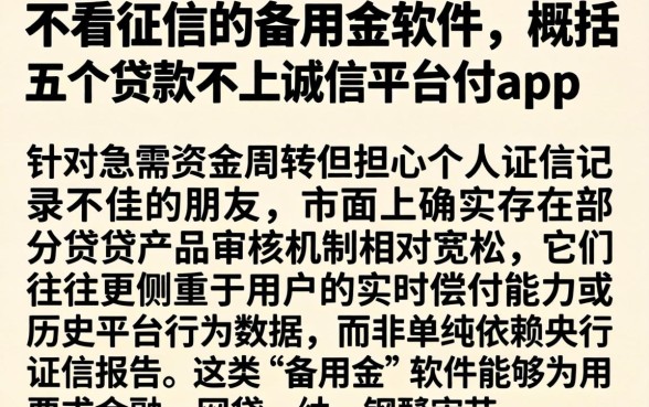 不看征信的备用金软件，概括五个贷款不上诚信平台的app