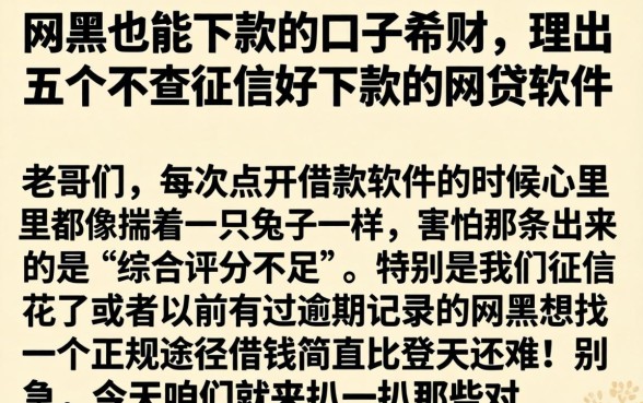 网黑也能下款的口子希财，理出五个不查征信好下款的网贷软件