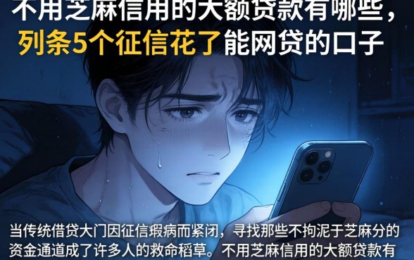 不用芝麻信用的大额贷款有哪些，条列5个征信花了能网贷的口子