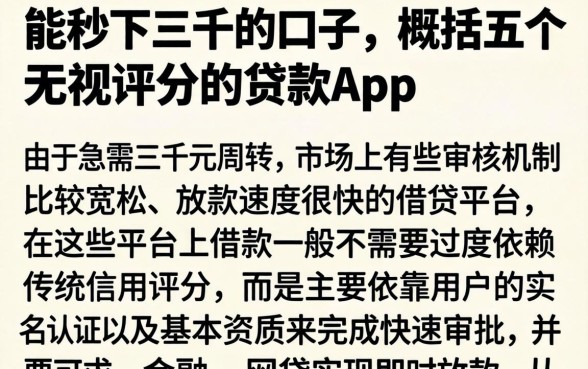 能秒下三千的口子，概括五个无视评分的贷款app