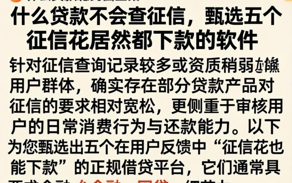 什么贷款不会查征信，甄选五个征信花居然都下款的软件