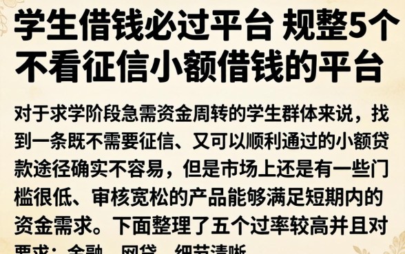 学生借钱必过平台，规整5个不看征信小额借钱的平台
