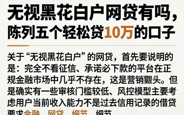 无视黑花白户的网贷有吗，陈列五个轻松贷10万的口子