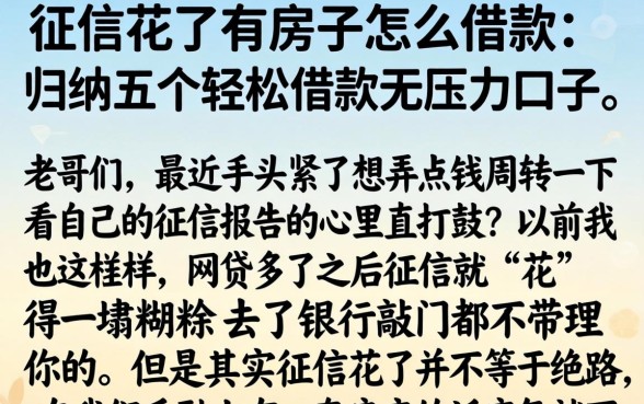 征信花了有房子怎么借款，归纳五个轻松借款无压力口子
