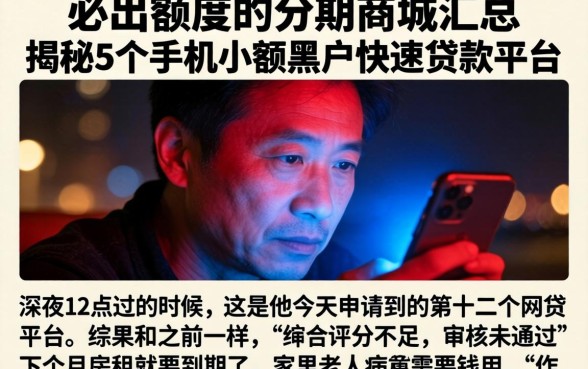 必出额度的分期商城汇总，揭秘5个手机小额黑户快速贷款平台