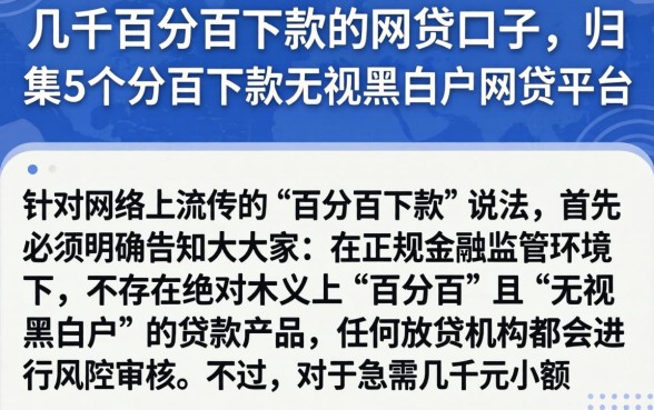 几千百分百下款的网贷口子，归集5个百分百下款无视黑白户网贷平台