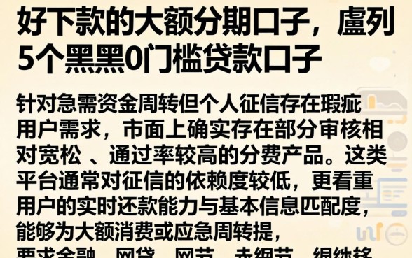 好下款的大额分期口子，胪列5个黑户0门槛贷款口子
