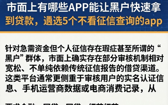市面上有哪些APP能让黑户快速拿到贷款，遴选5个不看征信查询的app