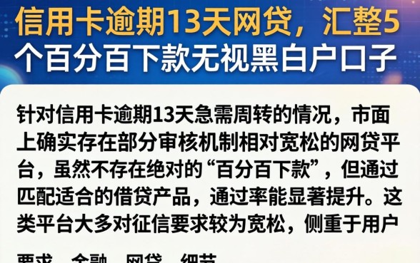 信用卡逾期13天网贷，汇整5个百分百下款无视黑白户口子