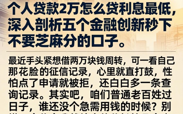 个人贷款2万怎么贷利息最低，深入剖析五个金融创新秒下不要芝麻分的口子