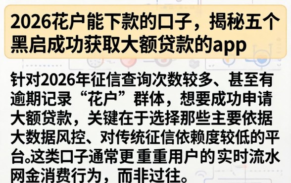 2026花户能下款的口子，揭秘五个黑户成功获取大额贷款的app