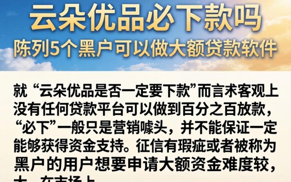 云朵优品必下款吗，陈列5个黑户可以做大额贷款软件