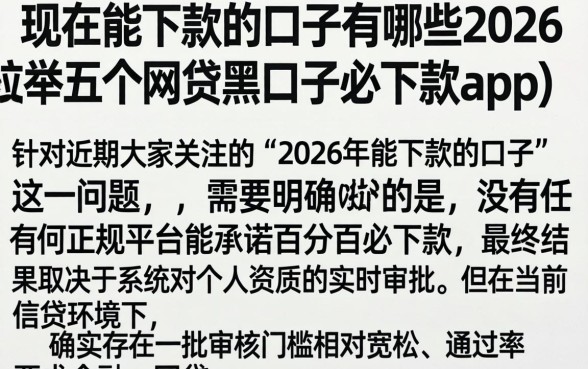 现在能下款的口子有哪些2026，枚举五个网贷黑口子必下款app