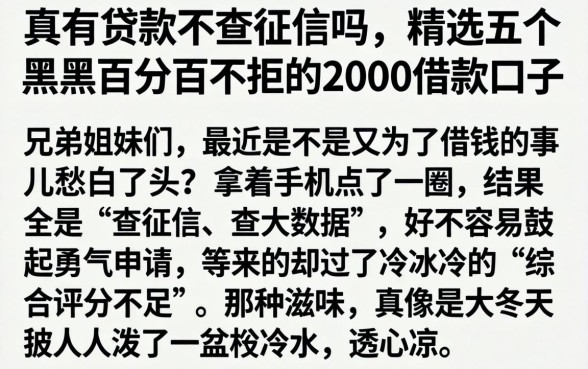 真有贷款不查征信吗，精选五个黑户百分百不拒的2000借款口子